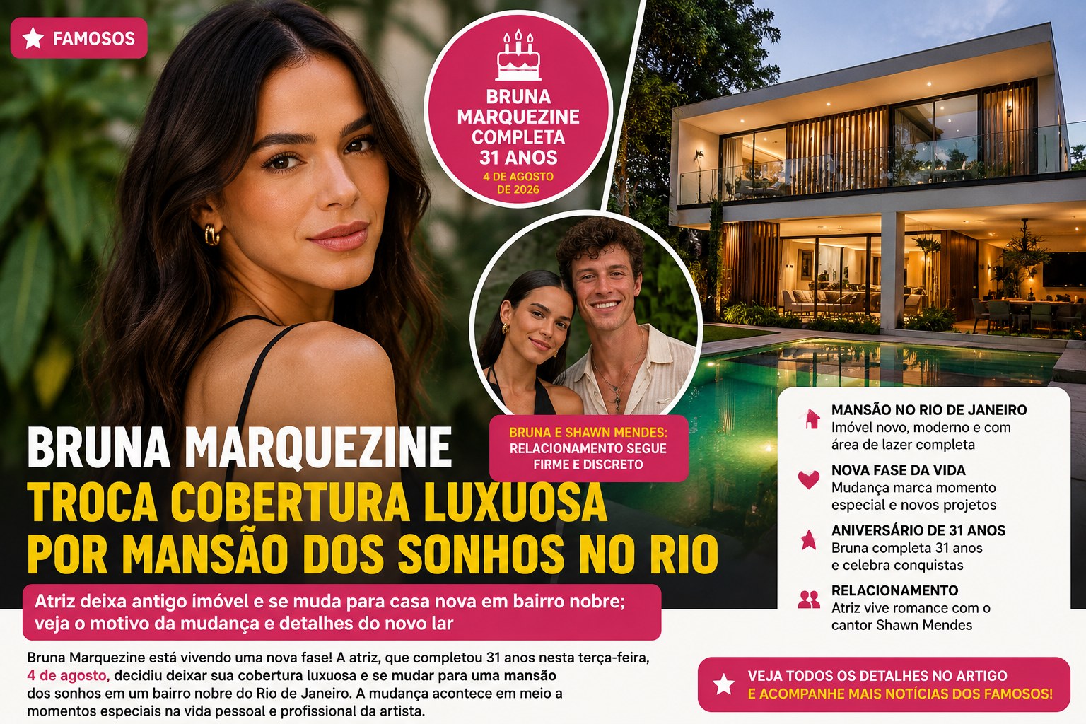 Bruna Marquezine troca cobertura luxuosa por mansão no Rio de Janeiro