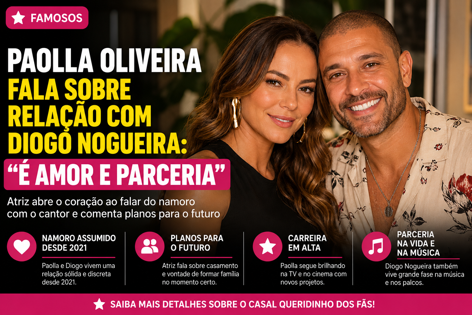 Paolla Oliveira fala sobre relacionamento com Diogo Nogueira