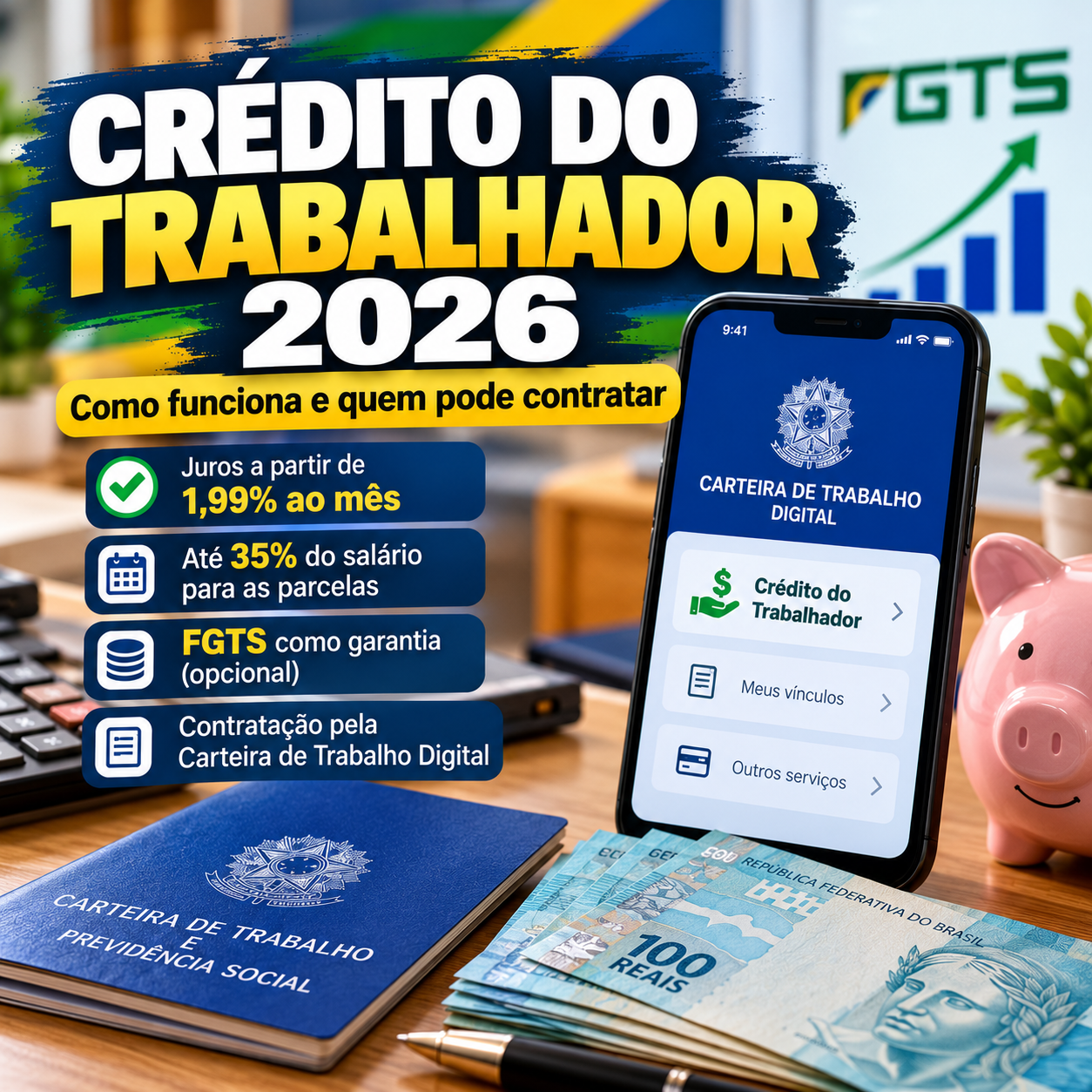 Crédito do Trabalhador 2026 empréstimo com FGTS como garantia