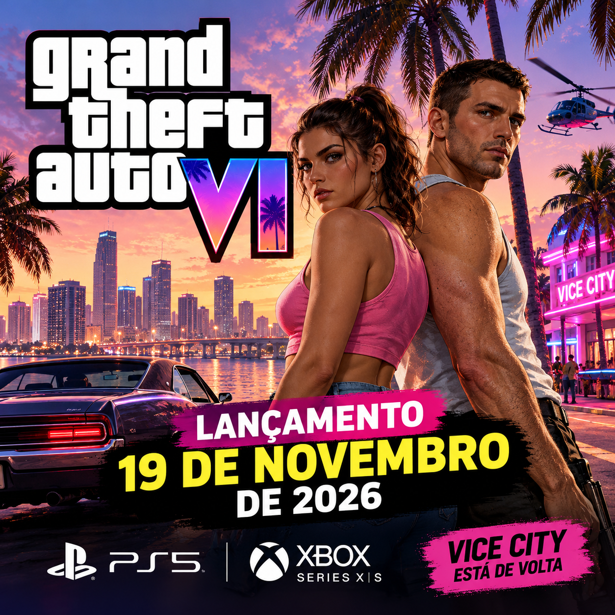 GTA 6 lançamento em novembro de 2026 para PS5 e Xbox Series X